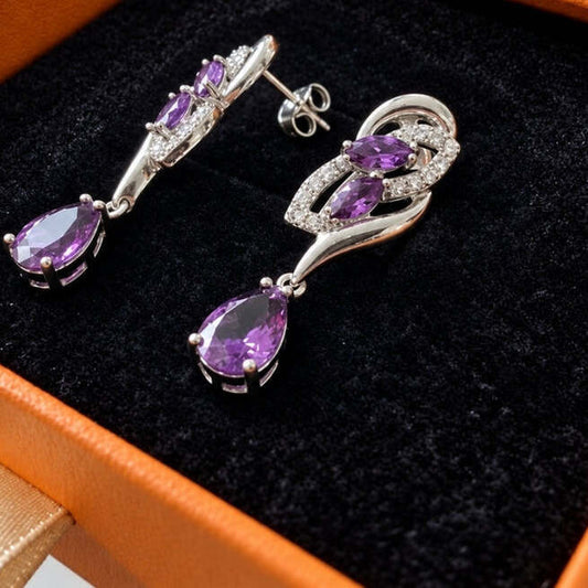 Amethyst Glimmer Drop Earrings