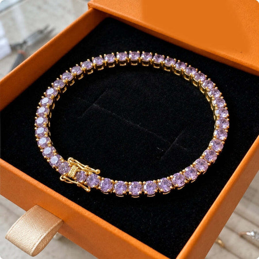 Amethyst Tennis Gold Bracelet
