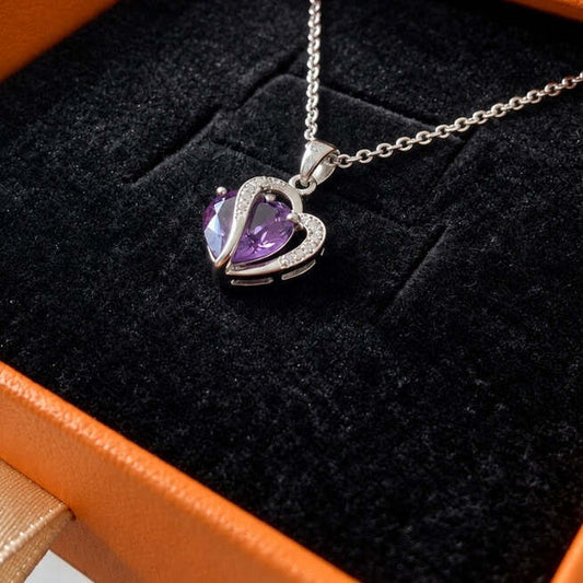 Amethyst Two Heart Necklace