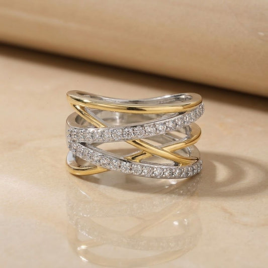 Zirconia Radiance Silver and Gold Ring